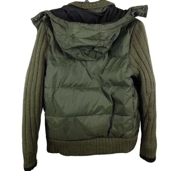 Energie Jean's Session Worn-Out Green Puffer Jacket Knit Sleeve M - Picture 3 of 8